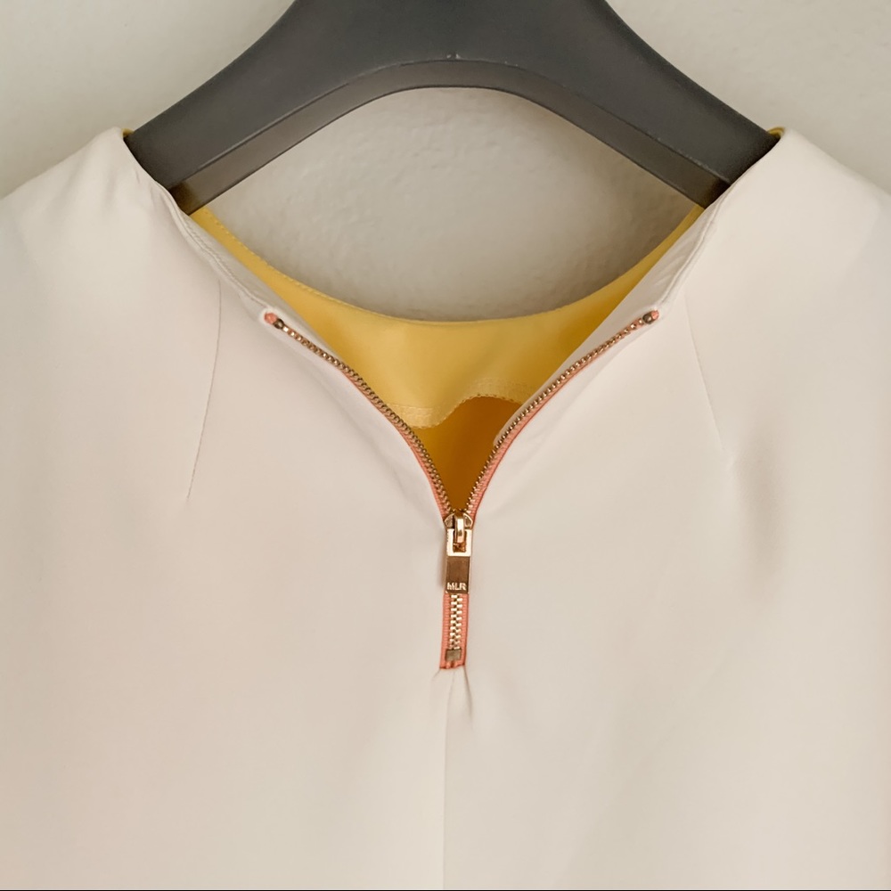 Woman Blouse in White, Yellow & Coral.  Size M - Picture 6 of 7